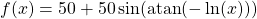 f(x) = 50 + 50 \sin(\atan(-\ln(x)))