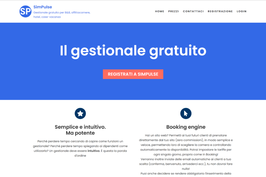 Screenshot sito web SimPulse